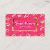 Tropisches Gold des Sommers und rosa Ananasmuster Visitenkarte (Vorderseite)