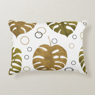 Tropisches Gold: Monstera-Blatt-Aquarell Dekokissen