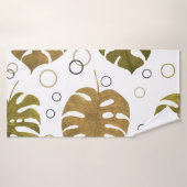 Tropisches Gold: Monstera Leaf Wasserfarbe Badehandtuch (Badehandtuch)