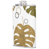 Tropisches Gold: Monstera Leaf Wasserfarbe Flachmann (Links)