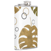 Tropisches Gold: Monstera Leaf Wasserfarbe Flachmann (Rechts)