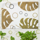 Tropisches Gold: Monstera Leaf Wasserfarbe Geschirrtuch (Gefaltet)
