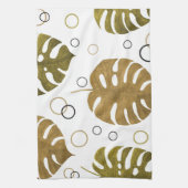 Tropisches Gold: Monstera Leaf Wasserfarbe Geschirrtuch (Vertikal)