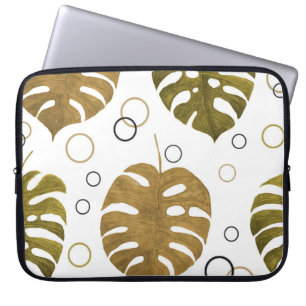 Tropisches Gold: Monstera Leaf Wasserfarbe Laptopschutzhülle