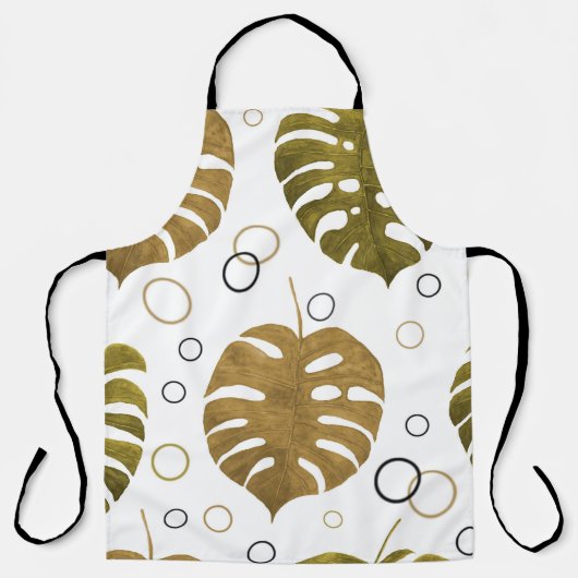 Tropisches Gold: Monstera Leaf Wasserfarbe Schürze (Vorderseite)
