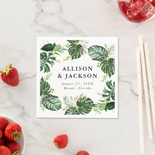 Tropisches Gold | Personalisierte Hochzeit Serviette (Beispiel)