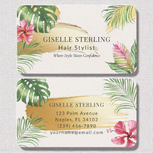Tropisches Gold Pinsel Wasserfarbe Visitenkarte