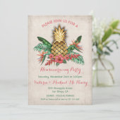 Tropisches Goldenes Ananas-Party Einladung (Stehend Vorderseite)