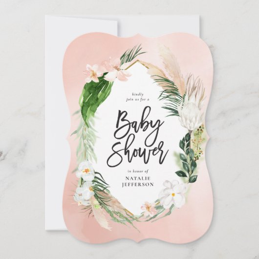 Tropisches goldfarbenes, geometrisches Blumenblätt Save The Date (Vorderseite)