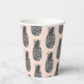 Tropisches Grau-Pink-Ananas-Muster Pappbecher (Rückseite)