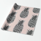 Tropisches Graues und rosa Ananas Nahtloses Muster Geschenkpapier (Ungerollt)