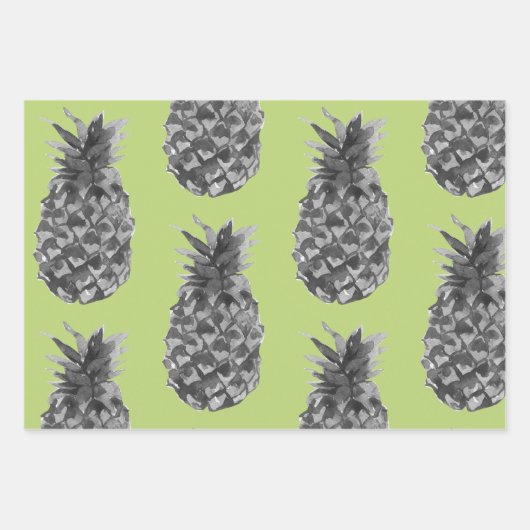 Tropisches Graues und rosa Ananas Nahtloses Muster Geschenkpapier Set (Vorderseite 2)