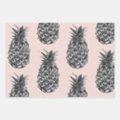 Tropisches Graues und rosa Ananas Nahtloses Muster Geschenkpapier Set (Vorderseite)
