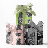 Tropisches Graues und rosa Ananas Nahtloses Muster Geschenkpapier Set