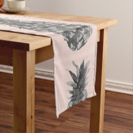 Tropisches Graues und rosa Ananas Nahtloses Muster Kurzer Tischläufer