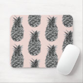Tropisches Graues und rosa Ananas Nahtloses Muster Mousepad (Mit Mouse)