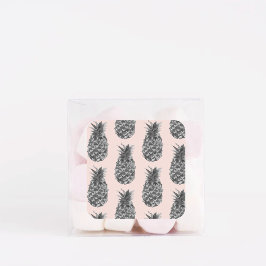 Tropisches Graues und rosa Ananas Nahtloses Muster Quadratischer Aufkleber