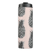 Tropisches Graues und rosa Ananas Nahtloses Muster Thermosbecher (Vorderseite)