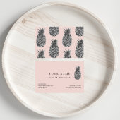 Tropisches Graues und rosa Ananas Nahtloses Muster Visitenkarte