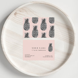 Tropisches Graues und rosa Ananas Nahtloses Muster Visitenkarte