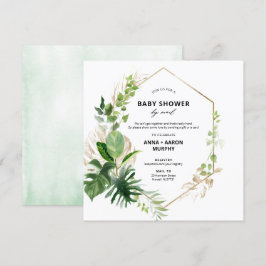Tropisches Green und Gold Frame Baby Dusche per Ma Einladung