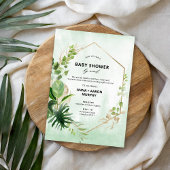 Tropisches Green und Gold Frame Baby Dusche per Ma Einladung