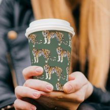 Tropisches Green Watercolor Tigermuster