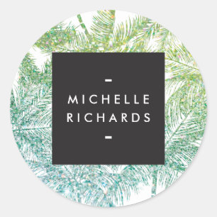 Tropisches Grün/Aqua Glitzer Palms Stickers