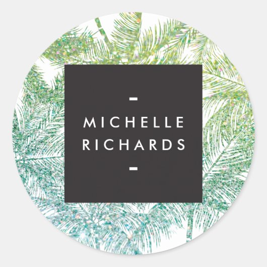 Tropisches Grün/Aqua Glitzer Palms Stickers (Vorderseite)
