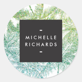 Tropisches Grün/Aqua Glitzer Palms Stickers