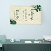 Tropisches Grün & Blätter Chic Wedding Willkommen Banner (Messeveranstaltung)