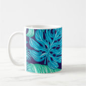 Tropisches Grün-Blau-Blattmuster Kaffeetasse (Links)