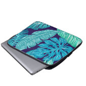 Tropisches Grün-Blau-Blattmuster Laptopschutzhülle (Vorne Knopf)