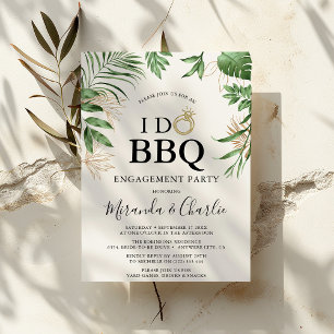 Tropisches Grün & Gold 'I Do BBQ' Verlobung Einladung
