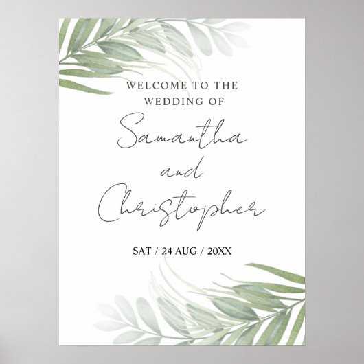 Tropisches Grün - Hochzeitssymbol der modernen Kal Poster (Vorne)