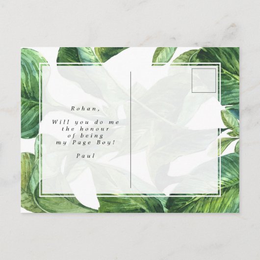 tropisches Grün sind Sie mein Seitenjunge Ankündigungspostkarte (Rückseite)