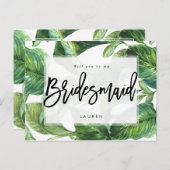 tropisches Grün sind Sie meine Brautjungfer Ankündigungspostkarte (Vorne/Hinten)