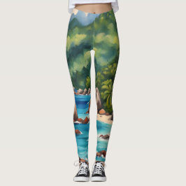 Tropisches Grün und blaues Meer Leggings