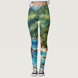 Tropisches Grün und blaues Meer Leggings