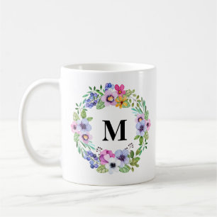Tropisches Grün und Blume Kleider Monogramm Gesch Kaffeetasse
