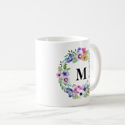 Tropisches Grün und Blume Kleider Monogramm Gesche Kaffeetasse (VorderseiteRechts)