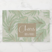 Tropisches Grün- und Gold-Blätter auf Sage Mini Alkoholflaschenetikett (Einzelnes Label)