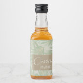 Tropisches Grün- und Gold-Blätter auf Sage Mini Alkoholflaschenetikett (Vorderseite)