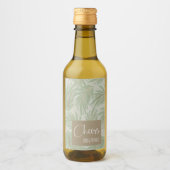 Tropisches Grün- und Gold-Blätter auf Sage Mini Weinetikett (Vorderseite)