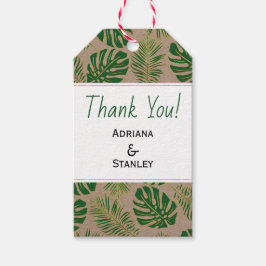 Tropisches Grün und Gold rustikale Hochzeit Danke Geschenkanhänger