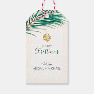 Tropisches Grün und Goldpalme Weihnachten Geschenkanhänger
