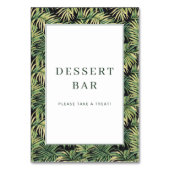 Tropisches grünes Blattdessert-Bar-Schild Tischnummer (Rückseite)