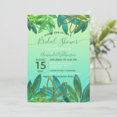 Tropisches grünes Brautparty Einladung (Stehend Vorderseite)