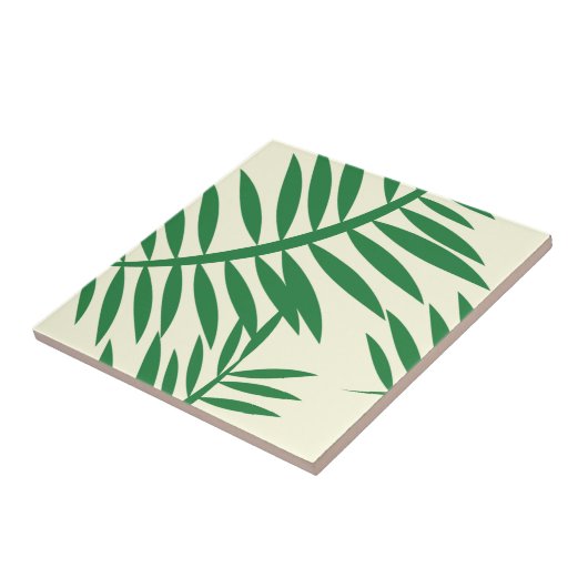 Tropisches grünes Farn-Blatt-Muster Fliese (Seite)