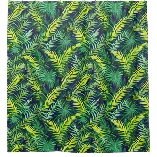 Tropisches grünes Leaf-Fern-Muster Duschvorhang (Vorderseite)